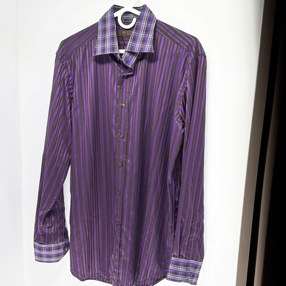 Etro Elegant Purple Striped Men's Dress Shirt